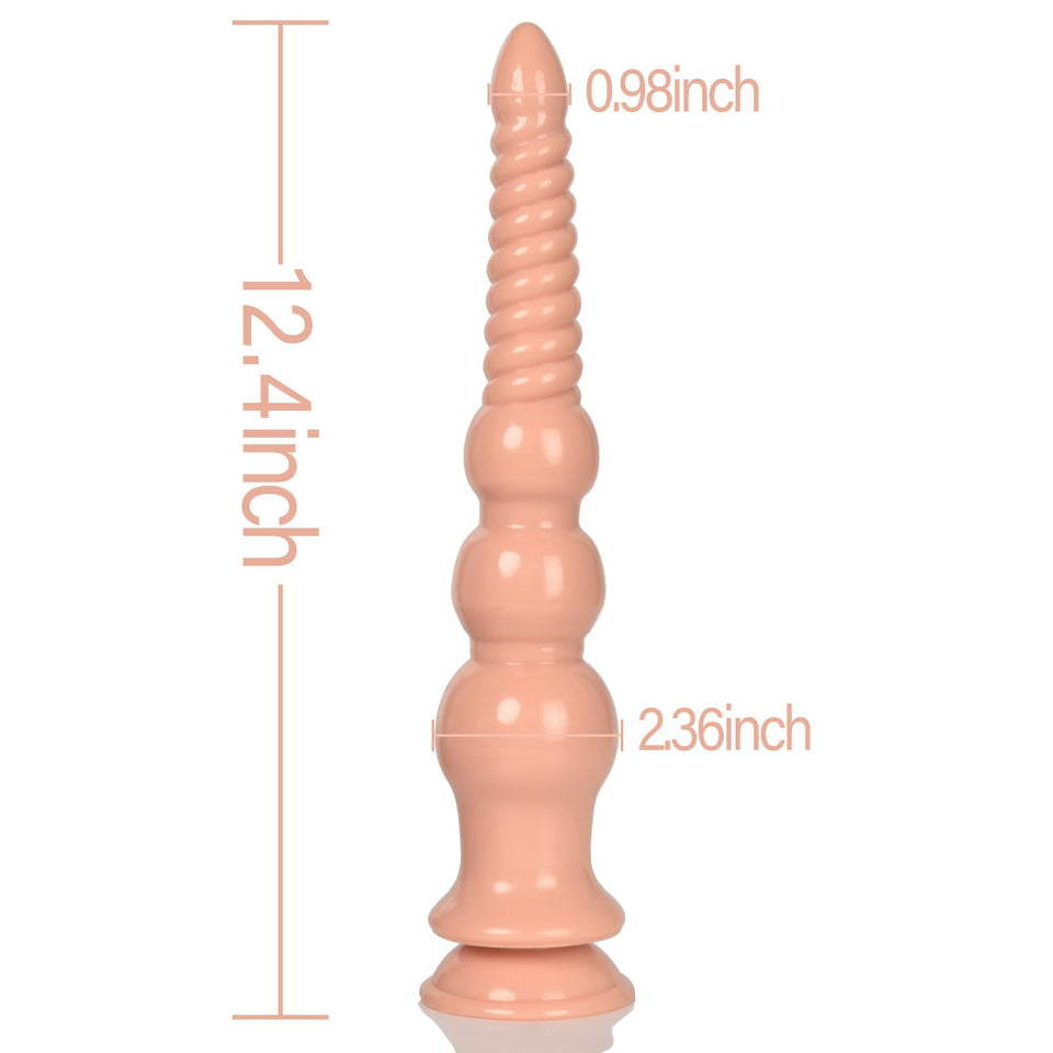 MEBAULT 12.4 inch Anal Beads Trainer with Suction Cup Flesh Butt Plug Cone Anal Stretcher Prostate Massager Dilator Sex Toy for