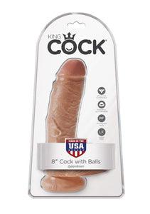 King Cock 8In Cock With Balls - Tan