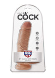 King Cock 8In Cock With Balls - Tan