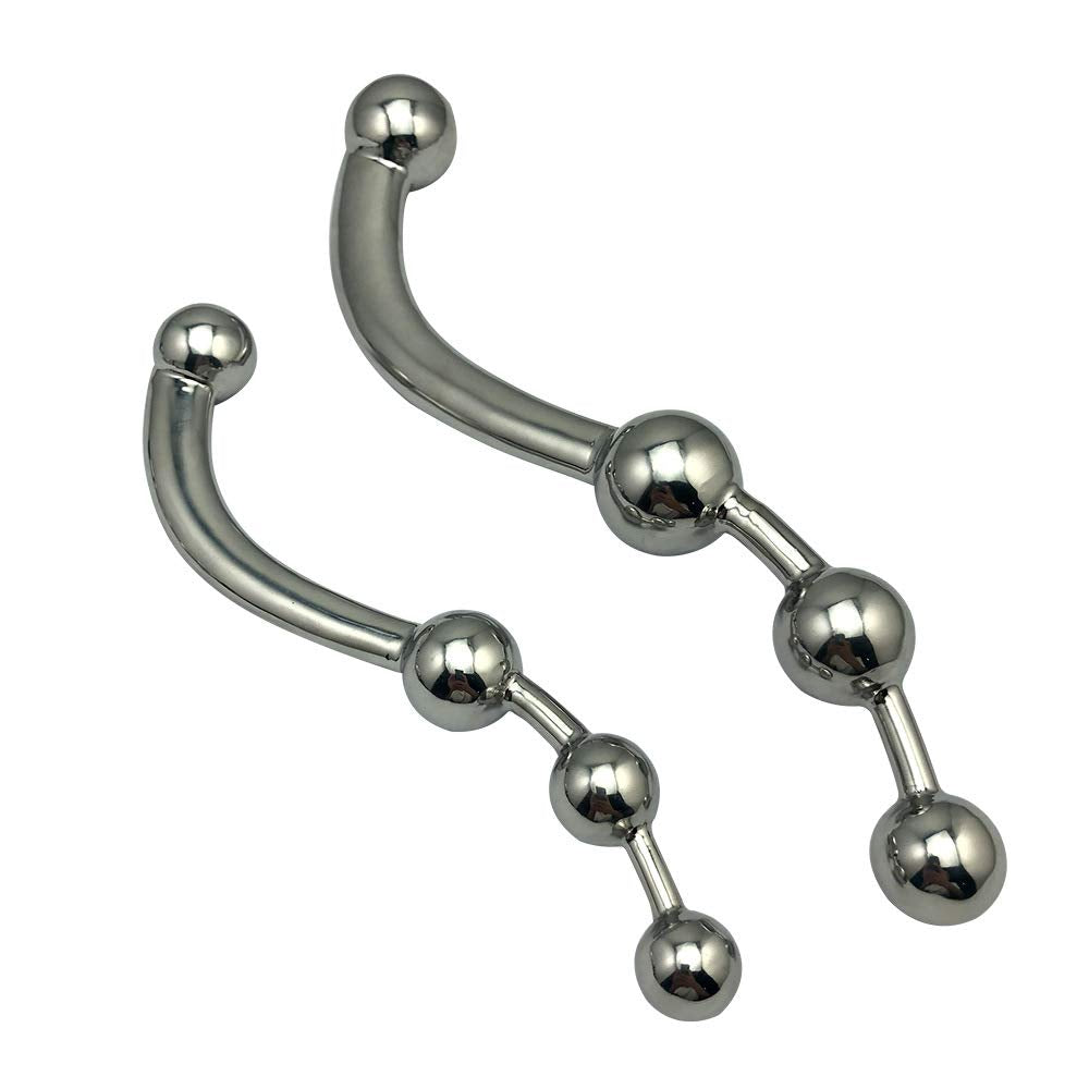 Metal Double-Headed Dildo Female G-Spot Stimulation Pull Bead Anal Plug Massage Masturbation Device Adult Sex Toy