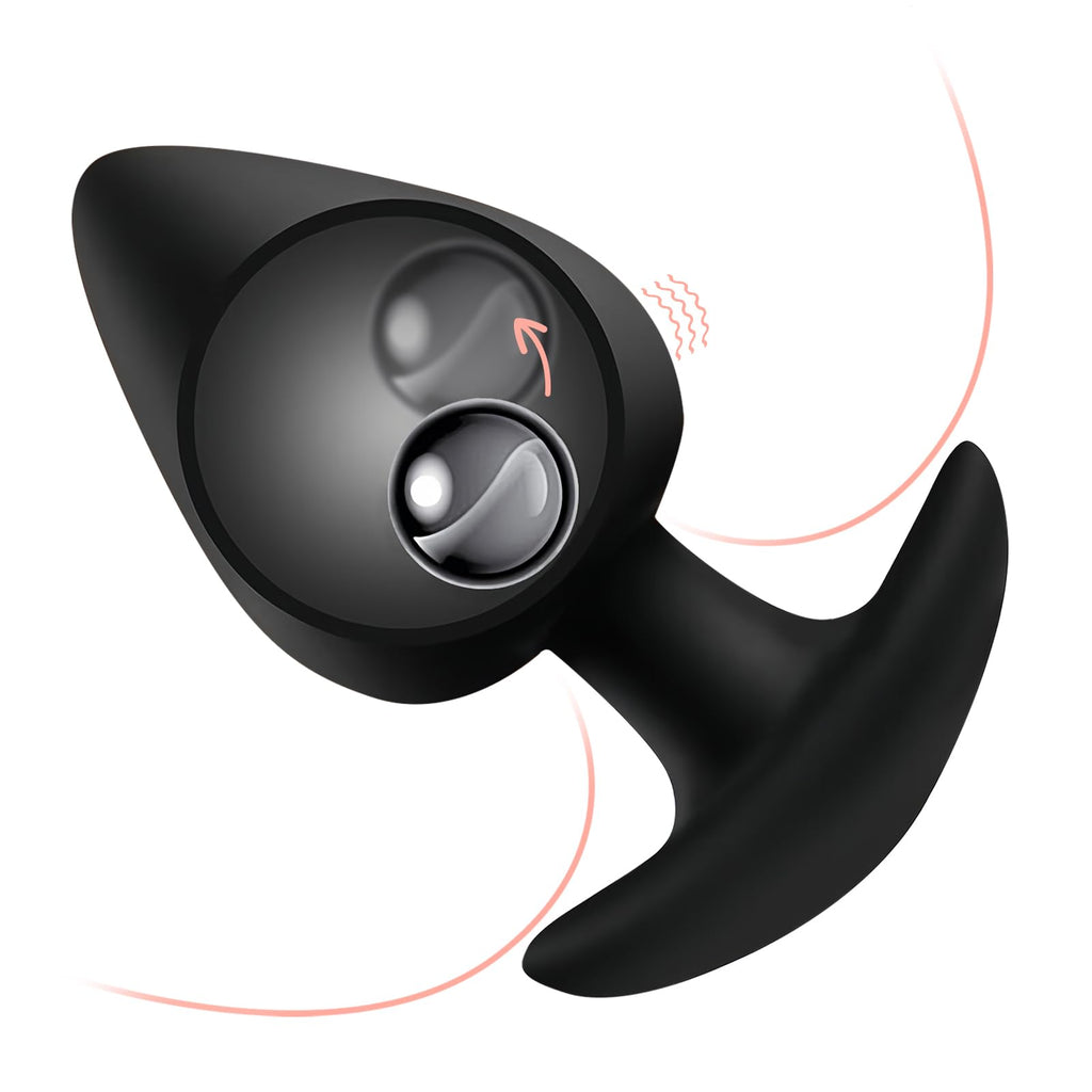 Strawberry Shaped Silicone Anal Plug with Roller Ball Inside for Multi-Dimensional Stimulation. Body-Curved disign: Wearable Sex
