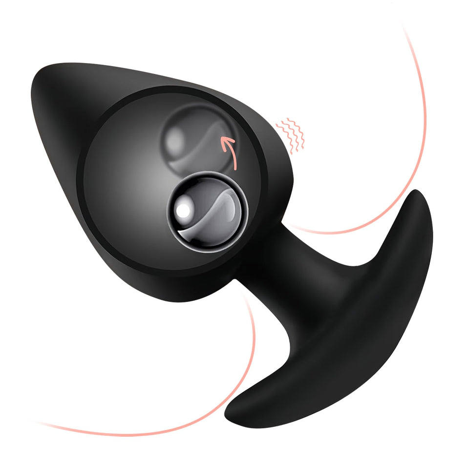 Strawberry Shaped Silicone Anal Plug with Roller Ball Inside for Multi-Dimensional Stimulation. Body-Curved disign: Wearable Sex