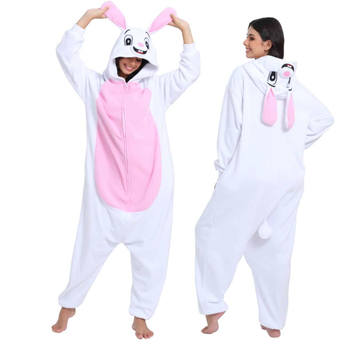Wishliker Adult Rabbit Onesie Animal Pajamas Halloween Cosplay Costume Women Men One Piece