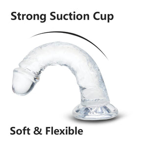 7 Inch Small Realistic Dildo, Soft Lifelike Beginner Sex Toy Thin Penis Clear with Strong Suction Cup for Womens/Men/Gay,Adult L