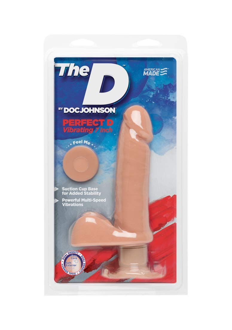 Doc Johnson The D - Perfect D 7 Inch - Ultraskyn - 7" Long And 1.75" Wide - Strong Suction Cup Base - O-Ring Harness Compatible Dildo - Vanilla