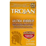 Trojan Stimulations Ultra Ribbed Spermicidal Condoms, 12 Count