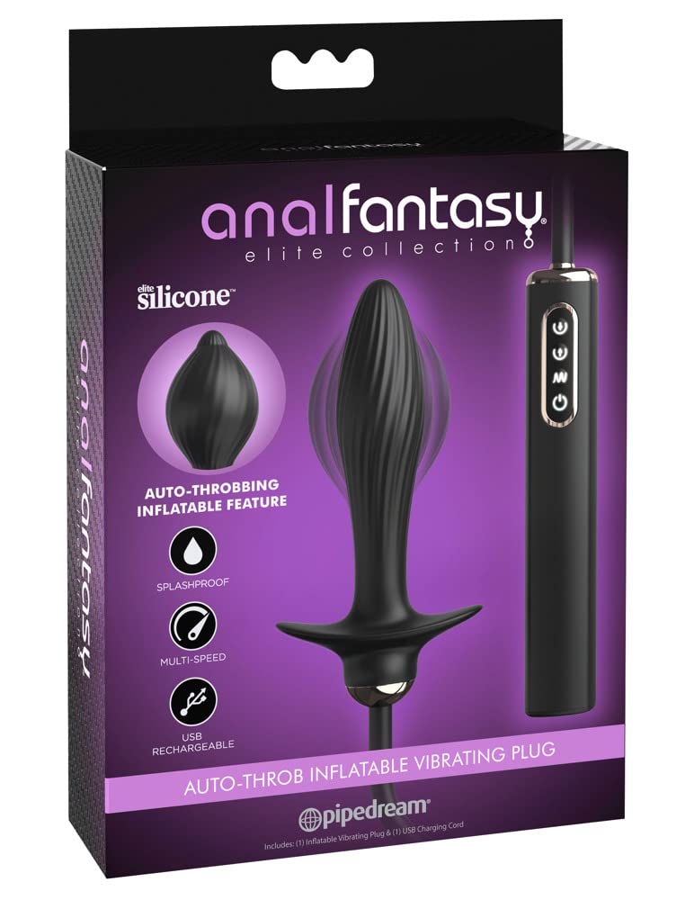 Anal Fantasy Elite Collection Auto Throb Inflatable Vibrating Plug - Black