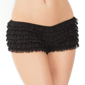 Coquette Women'S Ruffled Rhumba Booty Short, Black, One Size