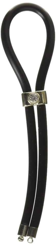 (Wd) C-Ring Lasso Silver Empir Slider W/Gem Bead Silicone Black