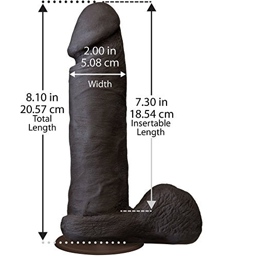 Realistic Cock Ultraskyn Black 8In