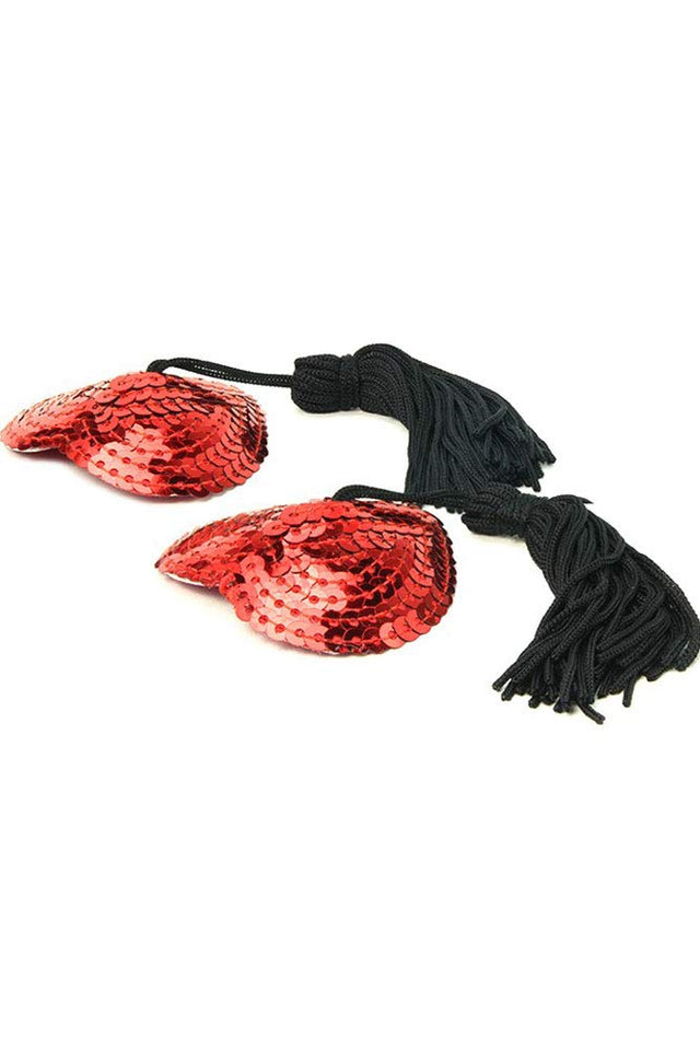 Heart Shaped Pasties With Red & Black Tassels