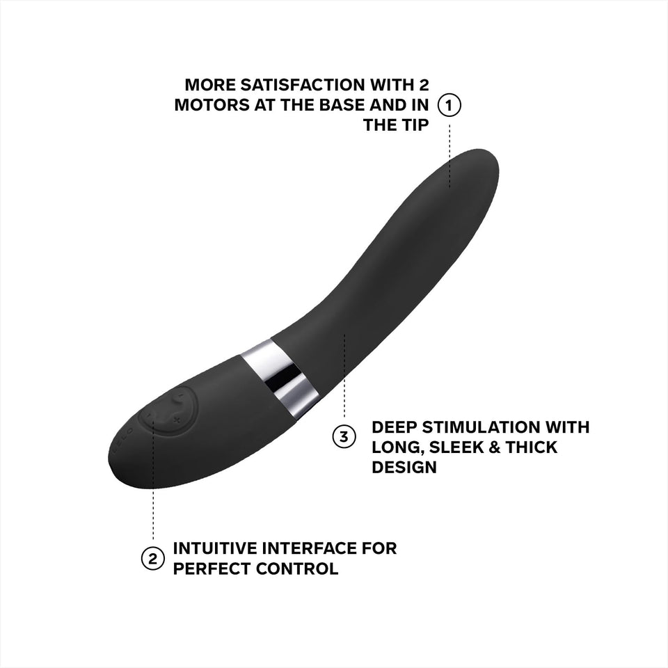 Lelo Elise 2 Personal Massager, G Spot Vibrator, Female Vibrator, Sex Toys For Female, Waterproof Vibrator With Dual Motor Toy For Stronger Stimulation And Sensual Massage, Black