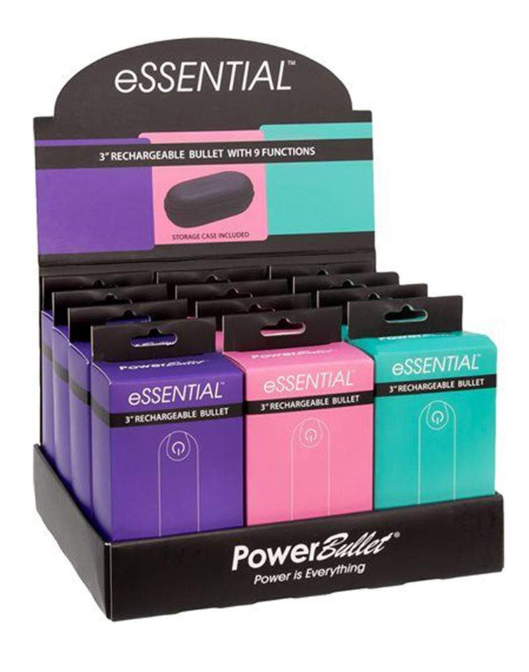 Power Bullet Essential 3.5In Rechargeable Bullet 12Pc Display