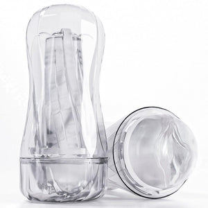 Male Masturbator Sex Toy for Men - Portable Transparent Manual Sucking Pocket Pussy Masturbation Cup with 7.5 Depth Lifelike Tex
