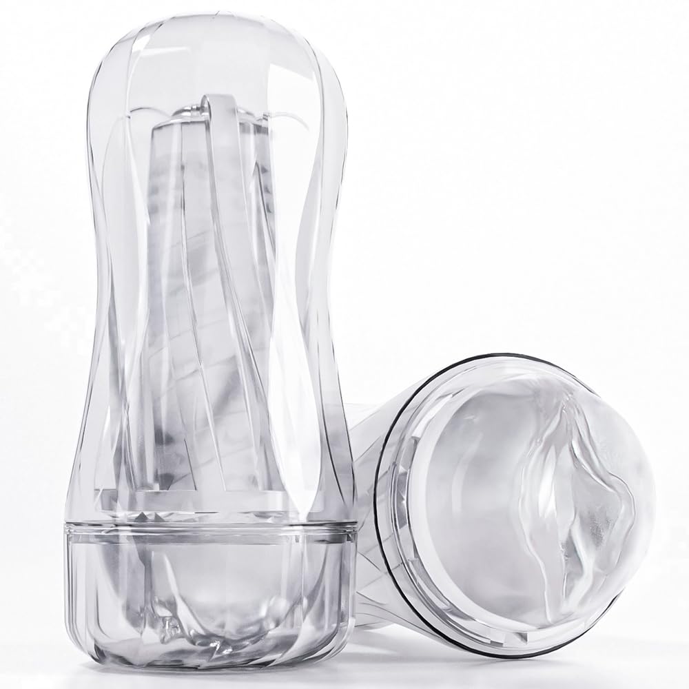 Male Masturbator Sex Toy for Men - Portable Transparent Manual Sucking Pocket Pussy Masturbation Cup with 7.5 Depth Lifelike Tex