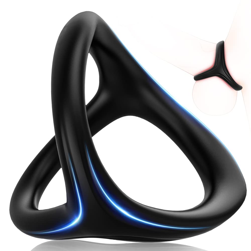 Silicone Penis Ring for Men, Adorime 3 in 1 Ultra Soft Stretchy Cock Ring Penis Enlargers Erection Tool, Sex Toy for Men