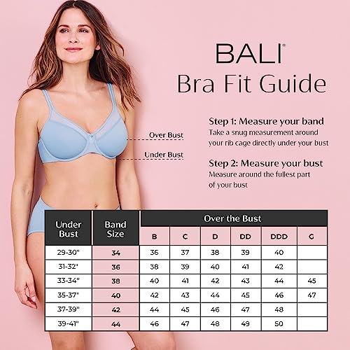 Bali Designs Women'S Double Support Cotton Stretch Wire-Free Bra, Blushing Pink, 42C