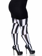 Woven Opaque Striped Optical Illusion Tights