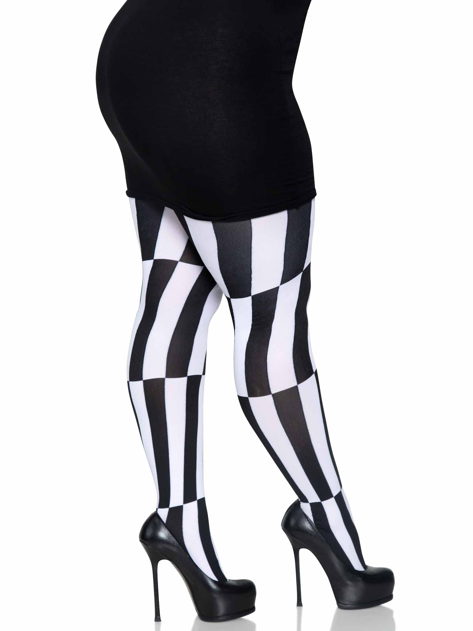 Woven Opaque Striped Optical Illusion Tights