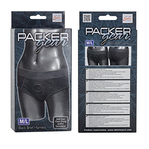 California Exotic Novelties Packer Gear Black Brief Harness Medium/Large, Black