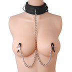 Master Series Bondage Collar And Nipple Clamp Set
