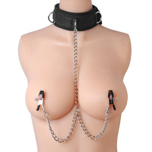 Master Series Bondage Collar And Nipple Clamp Set