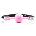 RYOZOCH SM Silicone Ball Gag with Lock Leather Strap BDSM Adult Sex Toys Bondage Kit Restraints Play (1.5in Ball, Pink+Black)