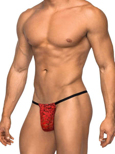 Mp Stretch Lace Posing Strap Red O/S