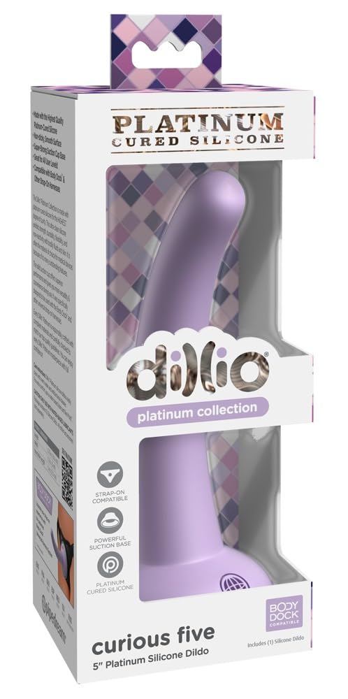 Pipedream Prorducts - Dillio Platinum Collection Curious Five 5 Platinum Cured Silicone Dildo - Purple