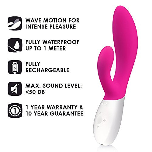 Lelo Ina Wave Dual-Action, G-Spot And External Massage Vibrator With Motion Movement, Cerise