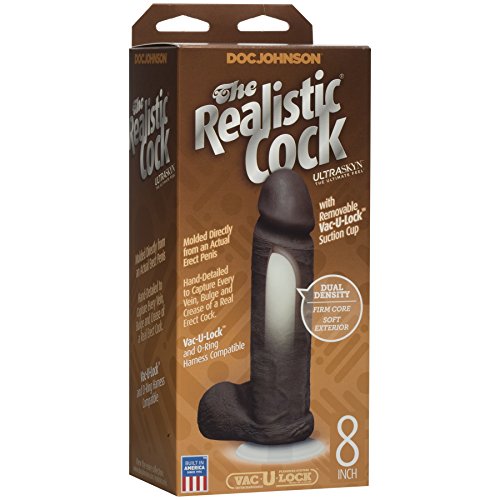 Realistic Cock Ultraskyn Black 8In