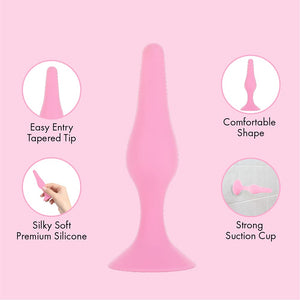 Pure Love Silicone Anal Butt Plug 4.5'', Adult Sex Toy, Classic Sex Toy, Pink