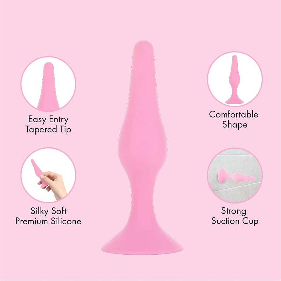 Pure Love Silicone Anal Butt Plug 4.5'', Adult Sex Toy, Classic Sex Toy, Pink