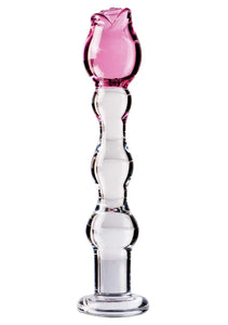 Icicles No. 12- Glass Dong W/Flwr On Top