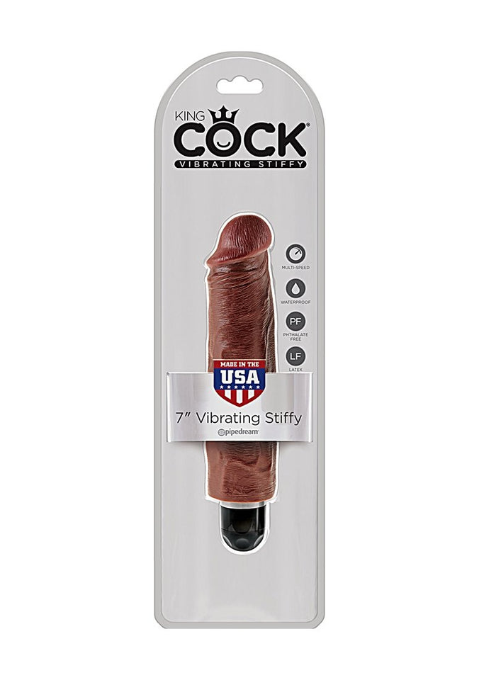 King Cock 7In Vibrating Stiffy Brown