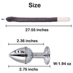 Ooiixx Butt Plug Fox Tail Cosplay Anal Plug Anal Butt Plug Adult Sex Toys for Beginner Women Men Couple (31 '' Gray-White)