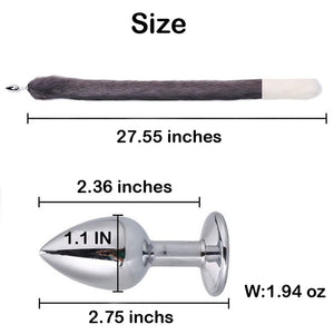 Ooiixx Butt Plug Fox Tail Cosplay Anal Plug Anal Butt Plug Adult Sex Toys for Beginner Women Men Couple (31 '' Gray-White)