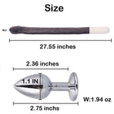 Ooiixx Butt Plug Fox Tail Cosplay Anal Plug Anal Butt Plug Adult Sex Toys for Beginner Women Men Couple (31 '' Gray-White)