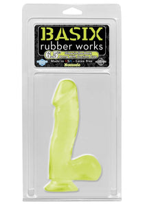Basix 6.5'' Dong With Suction Cup, Glow In The Dark