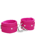 Shots - Ouch! Ouch! Plush Leather Hand Cuffs - Pink, Pink