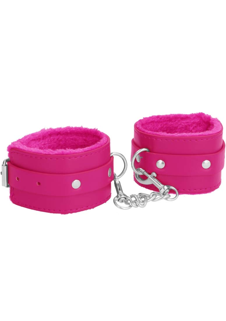 Shots - Ouch! Ouch! Plush Leather Hand Cuffs - Pink, Pink