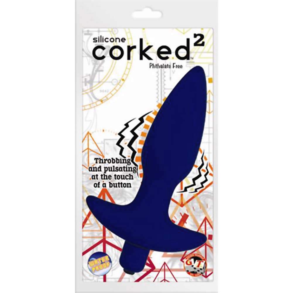 Golden Triangle Corked 02 Silicone Anal Plug Waterproof  Blue  Small