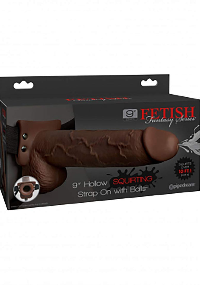 Ff 9In Hollow Squirt Strap-On Balls Br