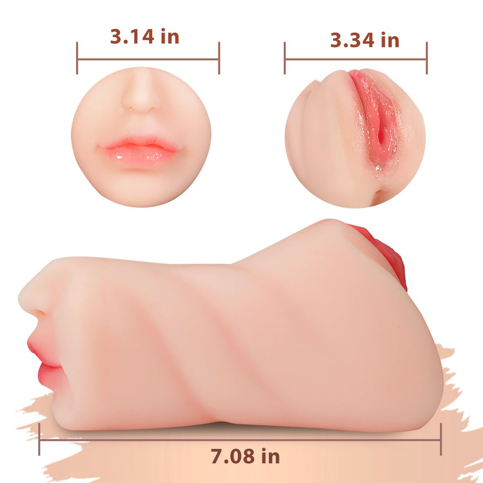 3 in 1 Pocket Pussy Male Masturbators with Lifelike Face, Sex Doll with Realistic Textured Mouth Vagina and Tight Anus, Masturba