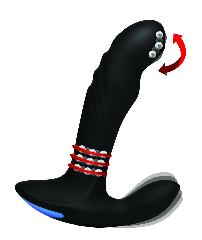 Alpha-Pro 17X P-Trigasm 3-In-1 Silicone Prostate Stimulator, Black, 6.5 Inch In Total Length, 5.3 Inch Insertable Length, 1 Inch