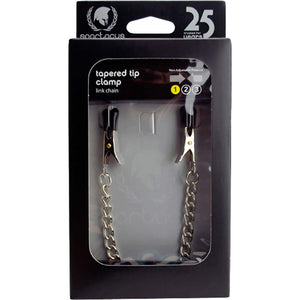 Spartacus Endurance Broad Tip Nipple Clamps With Link Chain, Silver