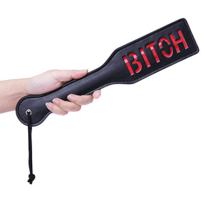 VENESUN Bitch Spanking Paddle for Adults, 12.8inch Faux Leather BDSM Paddle for Sex Play, Black