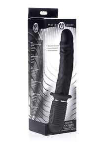 Master Series Power Pounder Vibrating And Thrusting Silicone Dildo, Black