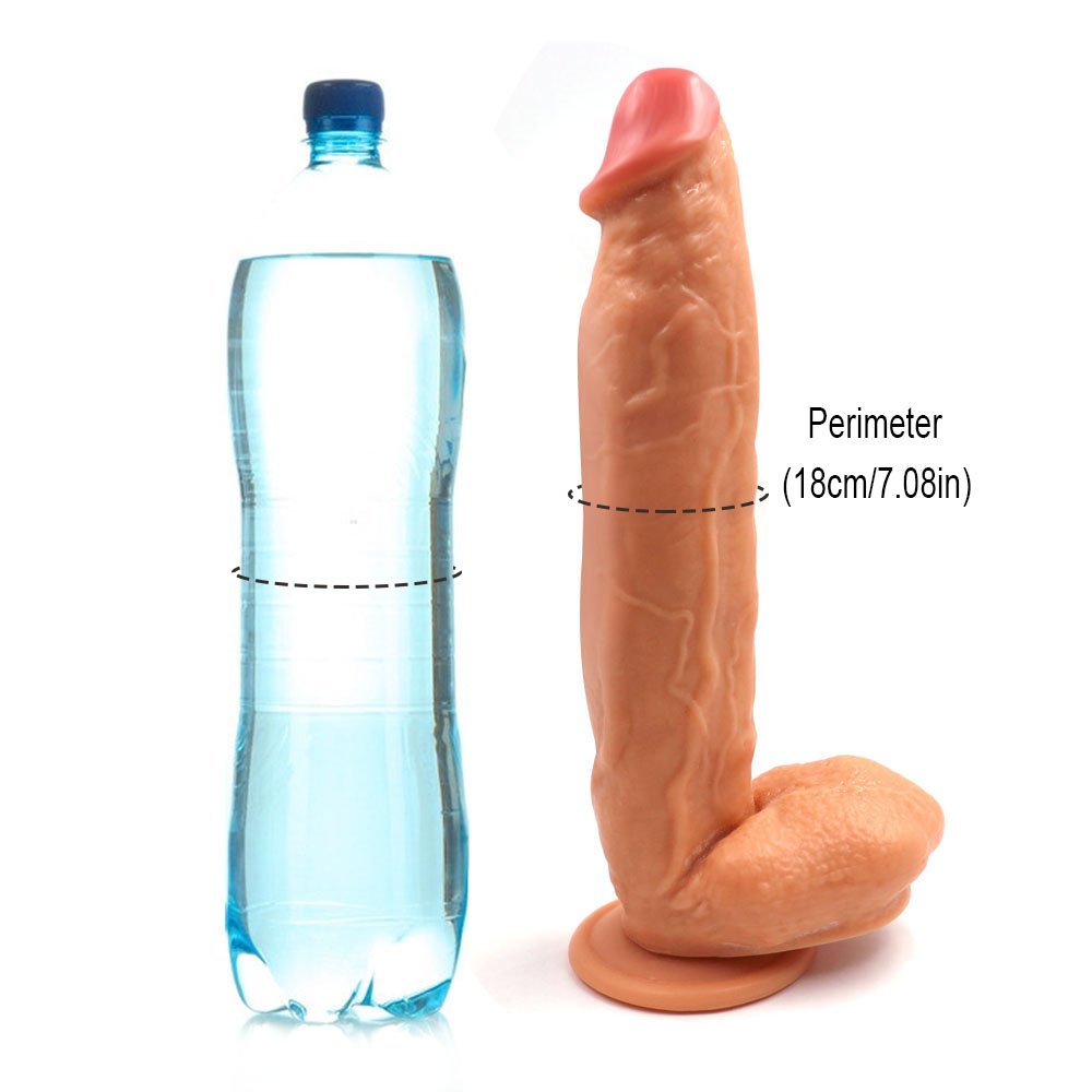 12 Inch Realistic Dildo, Body-Safe Material Lifelike Huge Penis With Strong Suction Cup For Hands-Free Play, Flexible Cock Adult Sex Toys For Women (Flesh)
