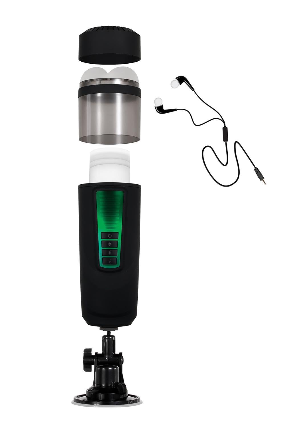 Evolved Novelties - Gender X - Message In A Bottle - 7 Spinning & Thrusting Speeds & Functions - Rechargeable Stroker - Black/Cl